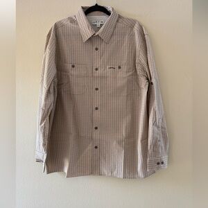 Orvis Men’s Performance Brown and Cream Casual Button-Down Shirt Vented